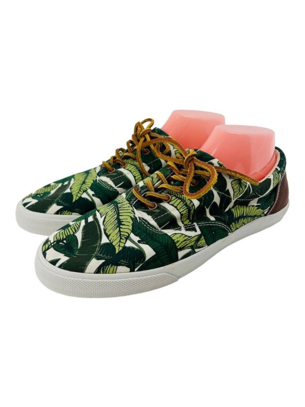 Bucketfeet Sneakers Mens Size 10 Tennis Tropical Leaf Print Canvas & Faux Leathe - Picture 2 of 13